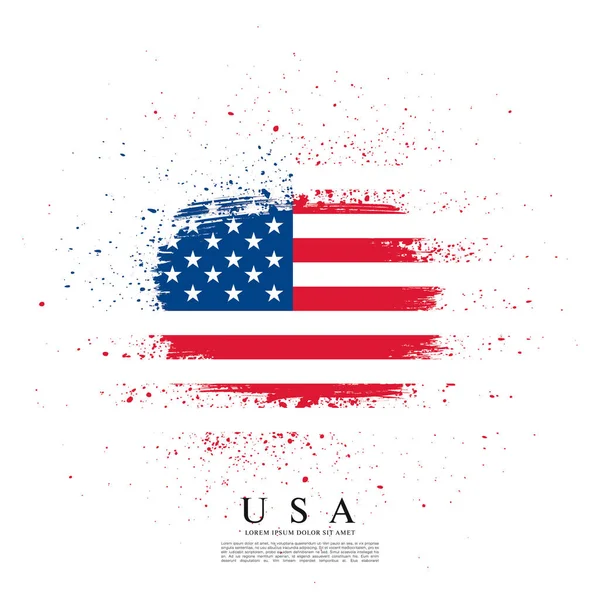 Bandera americana hecha en pincelada — Vector de stock