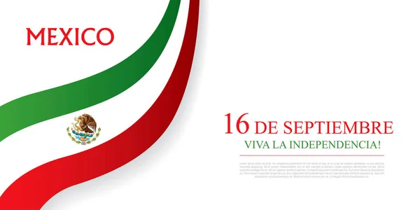 Mexico hari kemerdekaan banner - Stok Vektor