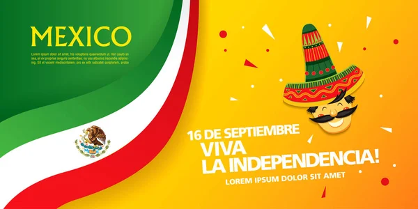 Bandera del día de la independencia de México — Vector de stock