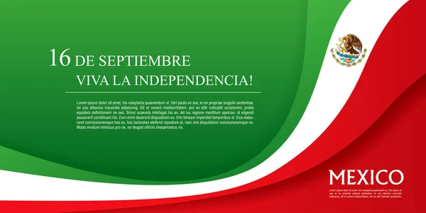 Mexico hari kemerdekaan banner - Stok Vektor