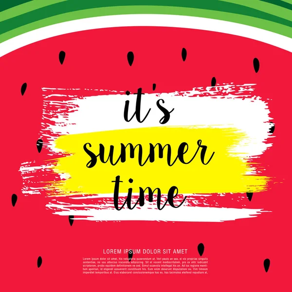 Hora de verano con sandía — Archivo Imágenes Vectoriales
