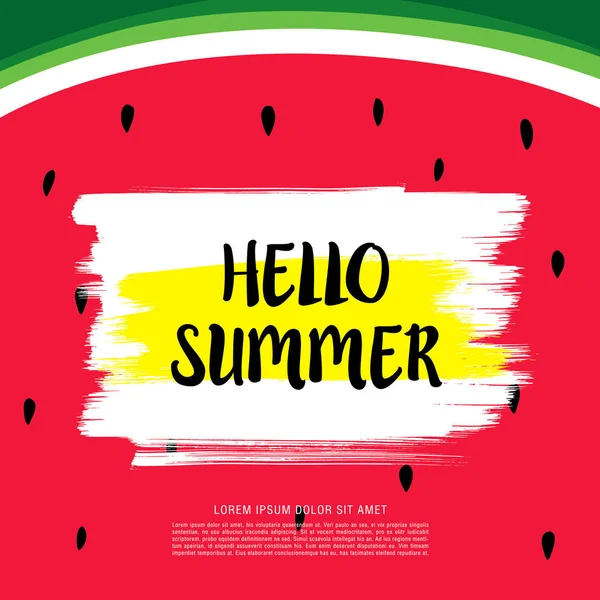 Hello Summer with watermelon — Stock Vector