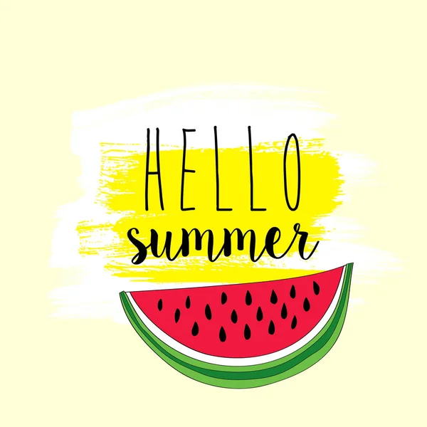 Hello Summer with watermelon — Stock Vector