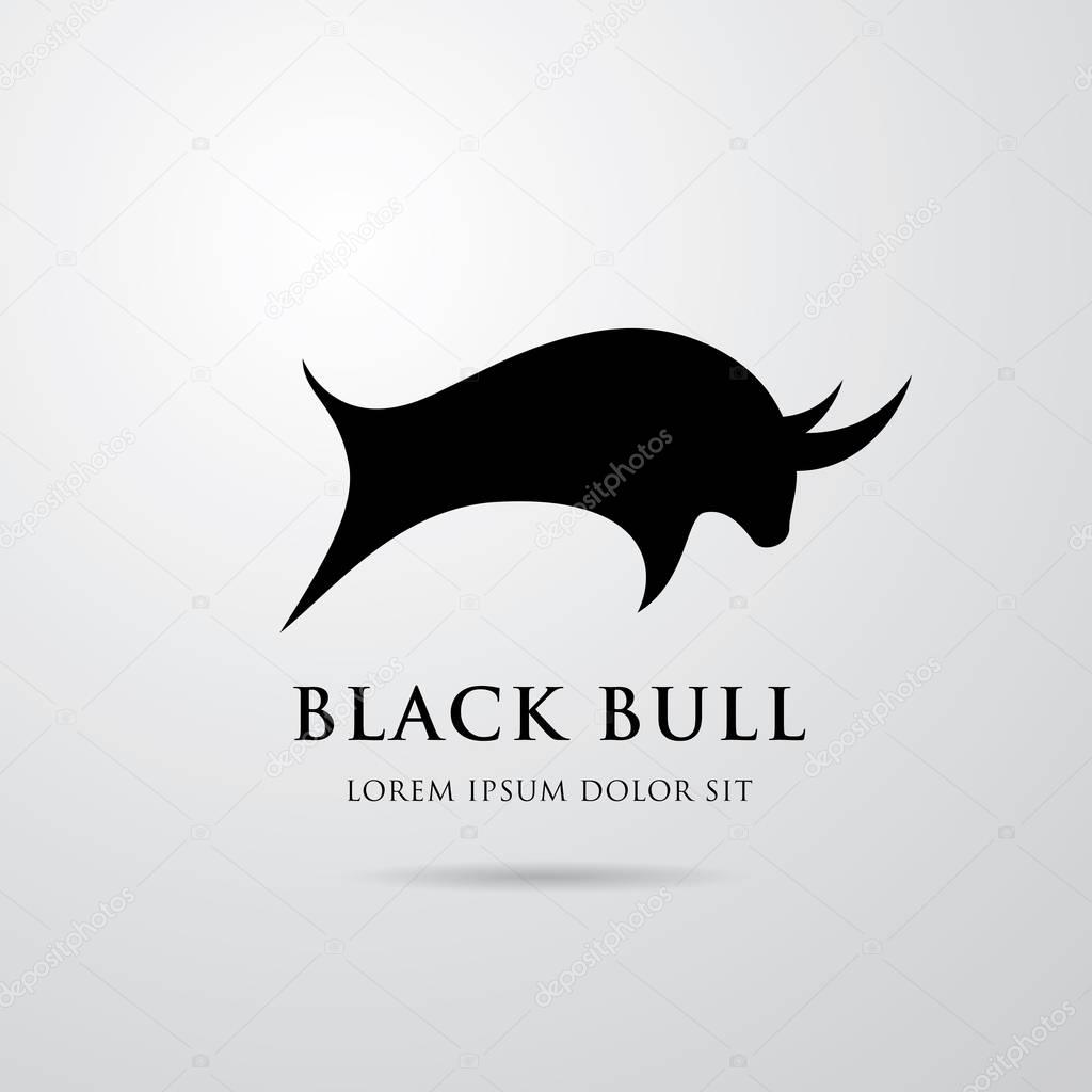 Black bull logo design, on white background