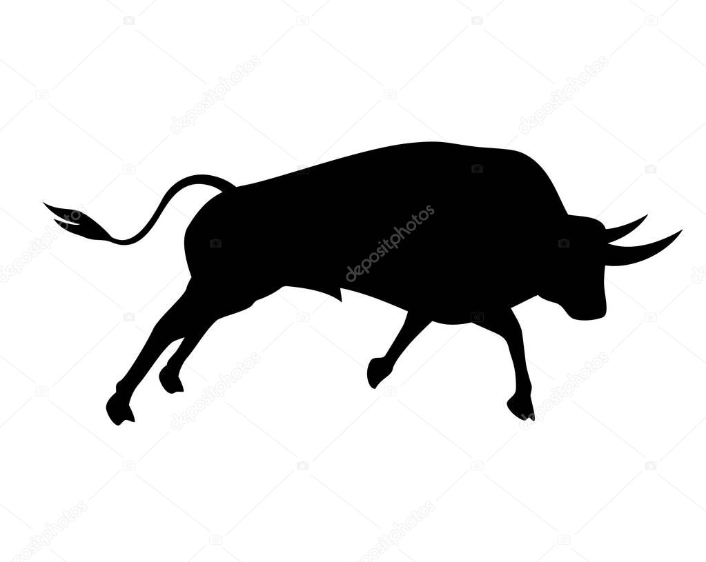 Black bull logo design, on white background