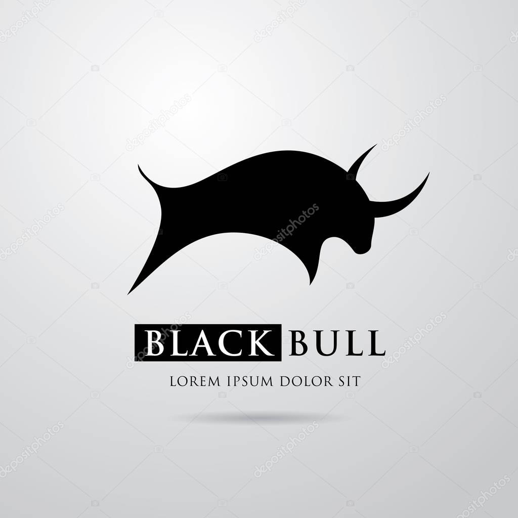 Black bull logo design, on white background