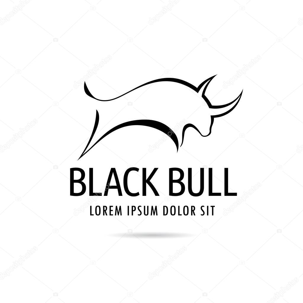 Black bull logo design, on white background