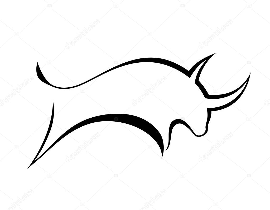 Black bull logo design, on white background