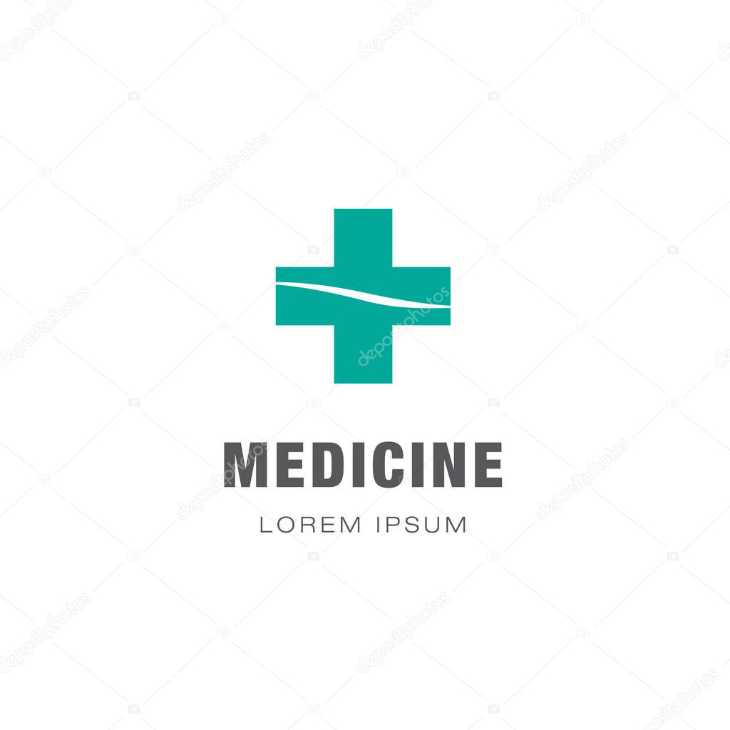 Medicine logo design with medical cross for medical institutions isolated on white background