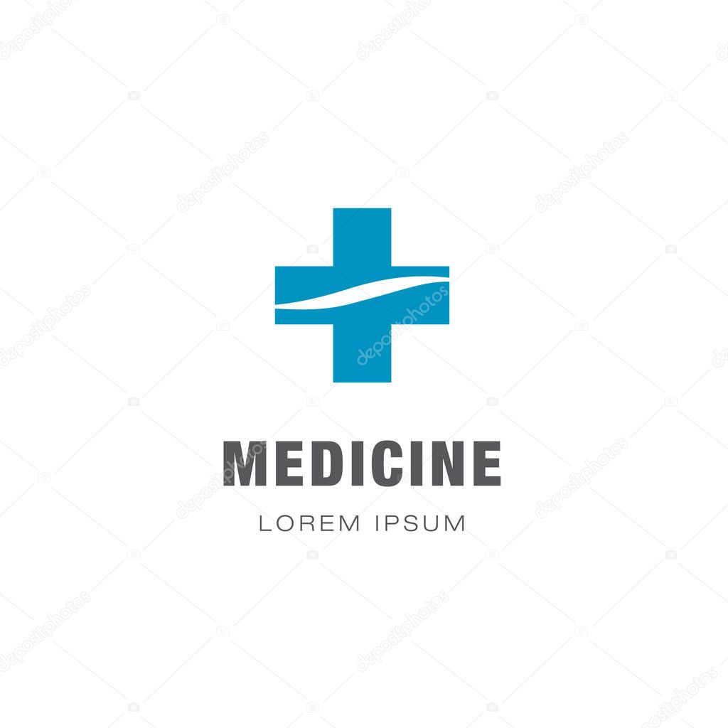 Medicine logo design with medical cross for medical institutions isolated on white background