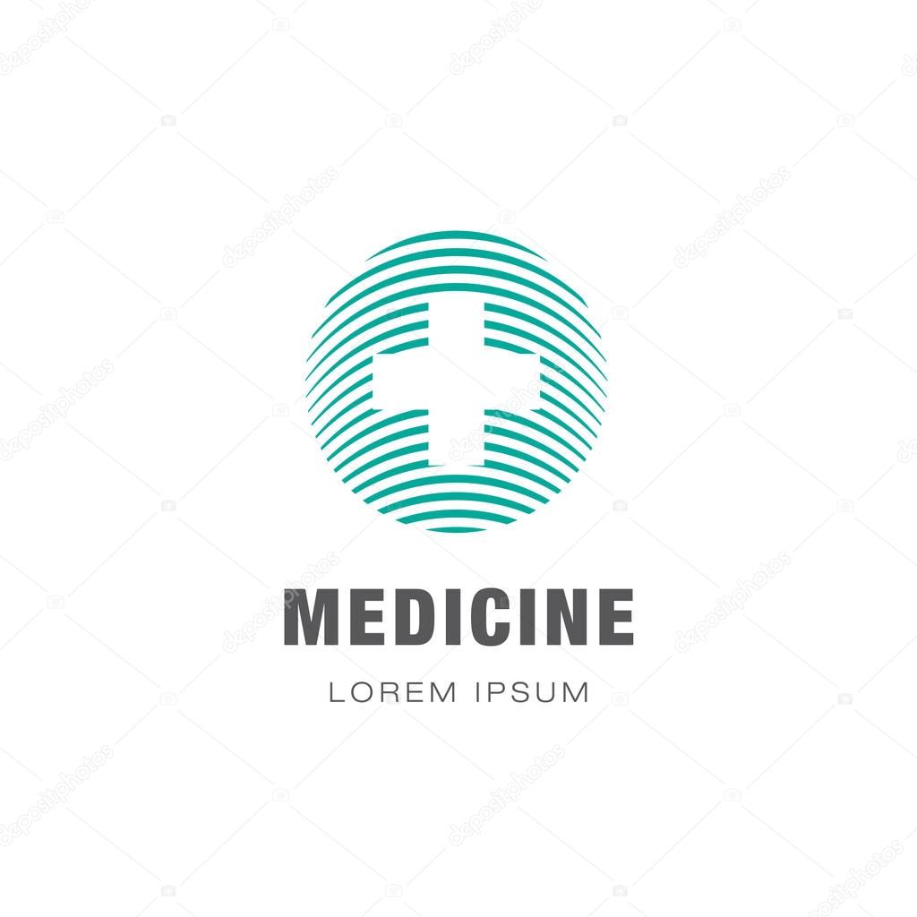Medicine logo design with medical cross for medical institutions isolated on white background