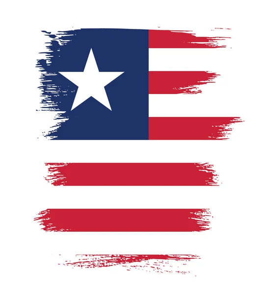 Liberia Bandeira com pincel —  Vetores de Stock