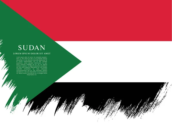 Flaga Sudanu pociągnięciem pędzla — Wektor stockowy