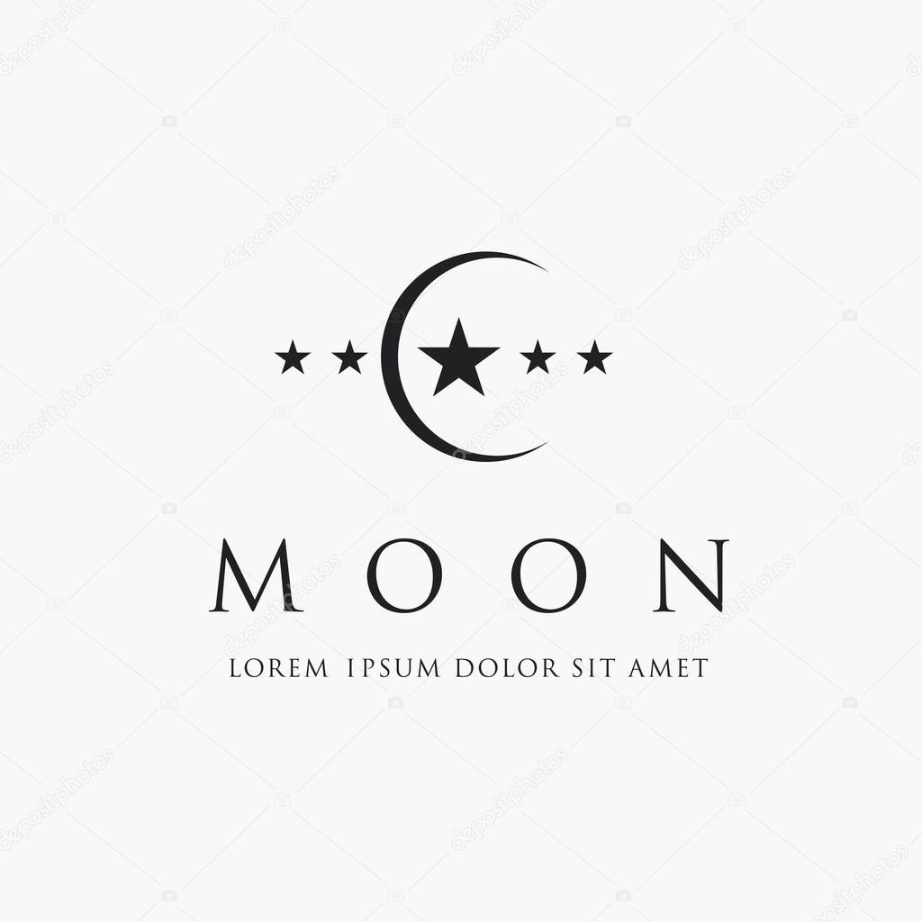 Moon and star logo. Islam symbol
