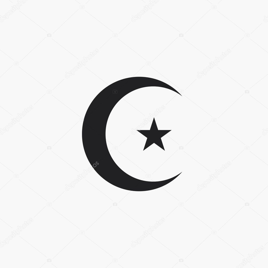 Moon and star logo. Islam symbol