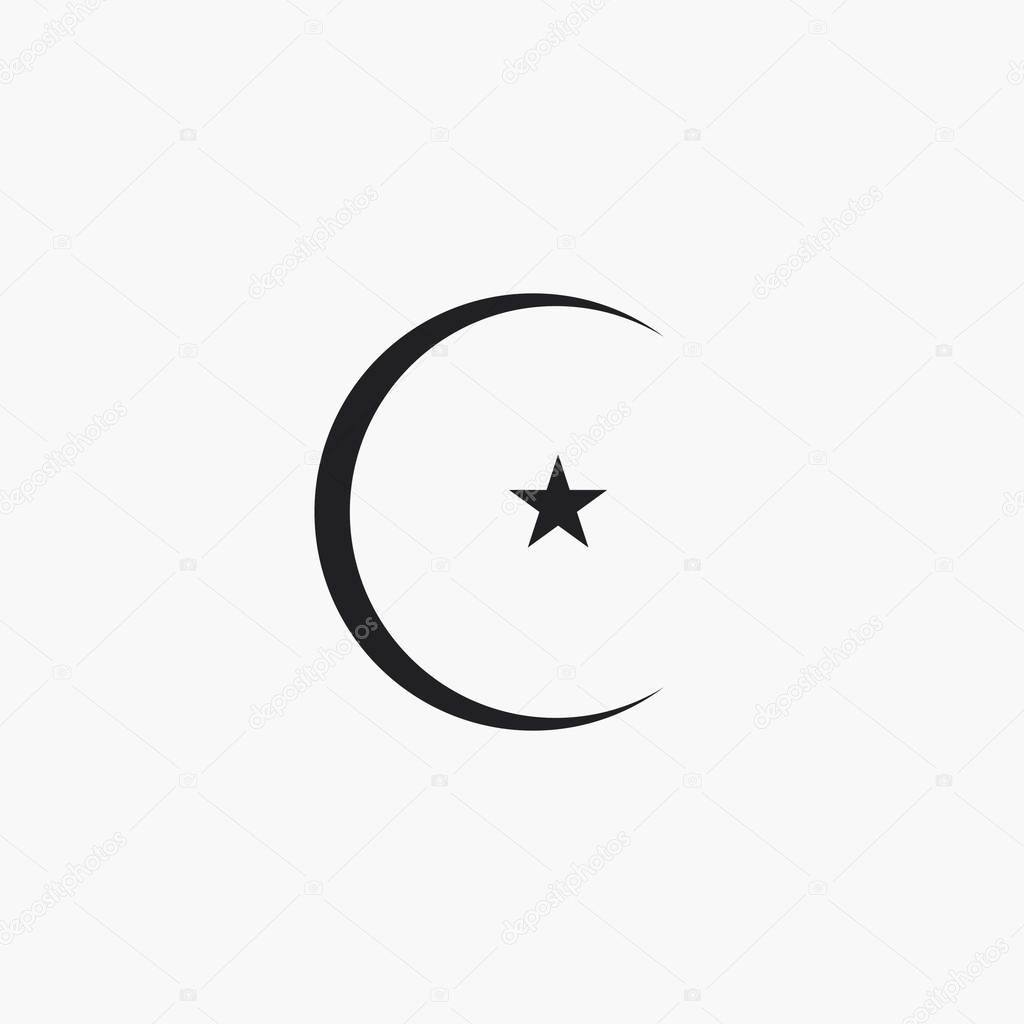 Moon and star logo. Islam symbol