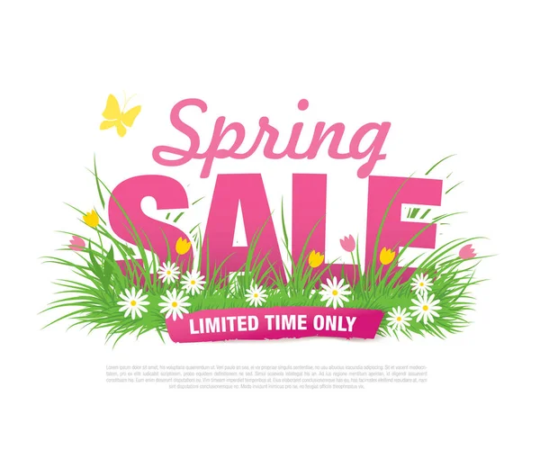 Banner de venta de primavera con flores — Vector de stock