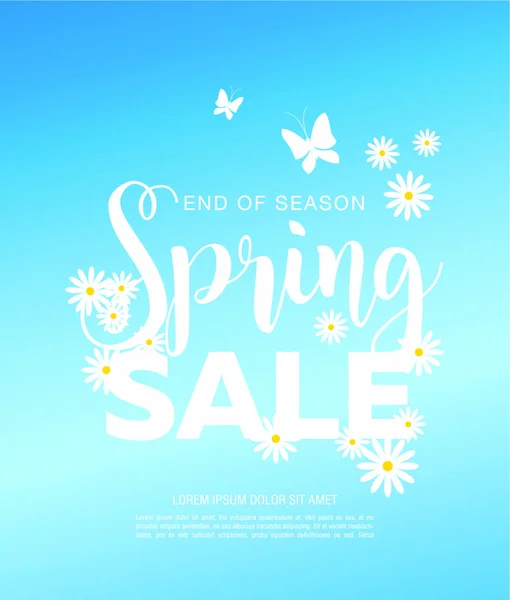Banner de venta de primavera con mariposas — Vector de stock