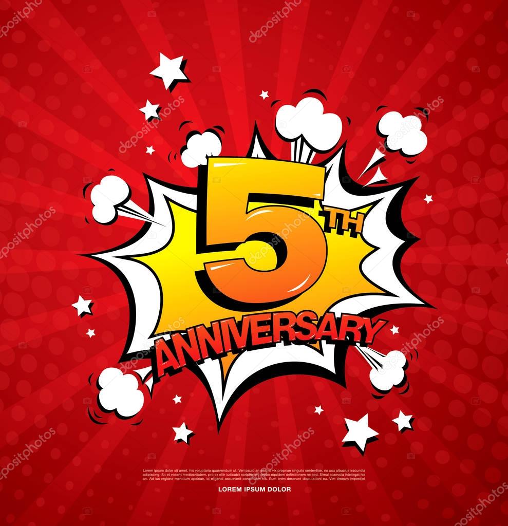 5th anniversary emblem. Five years anniversary celebration symbol