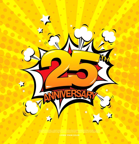 25e verjaardag embleem — Stockvector