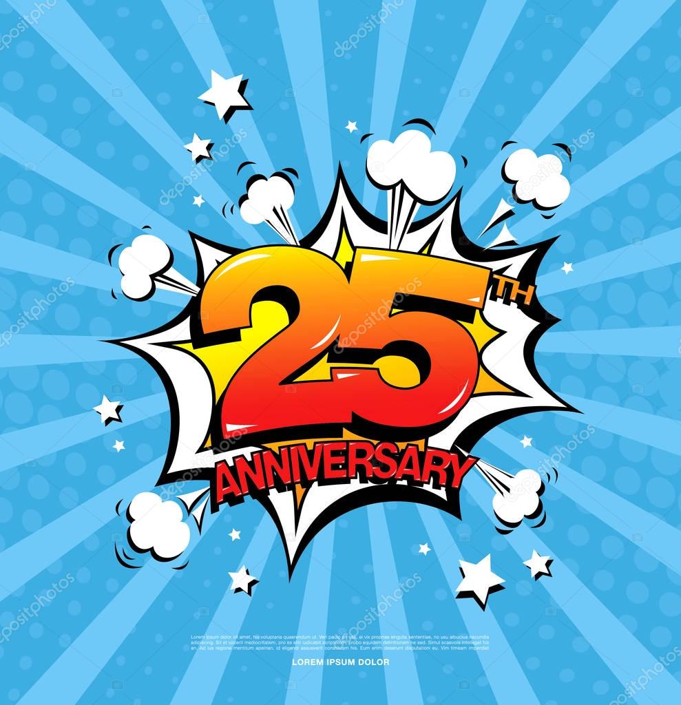 25th anniversary emblem. Twenty five years anniversary celebration symbol