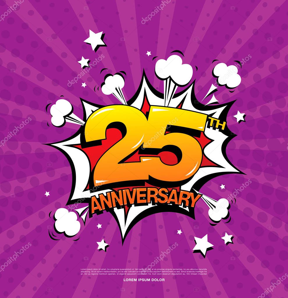 25th anniversary emblem. Twenty five years anniversary celebration symbol