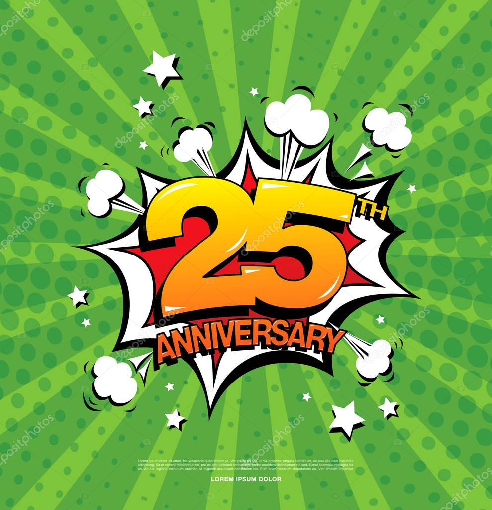 25th anniversary emblem. Twenty five years anniversary celebration symbol
