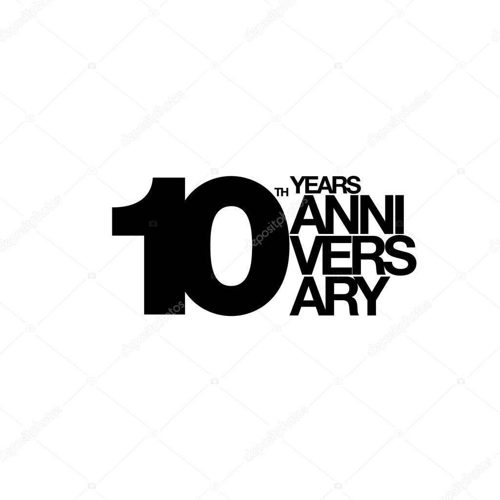 10th anniversary emblem. Ten years anniversary celebration symbol
