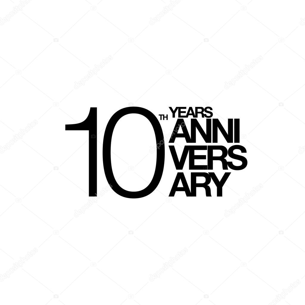 10th anniversary emblem. Ten years anniversary celebration symbol