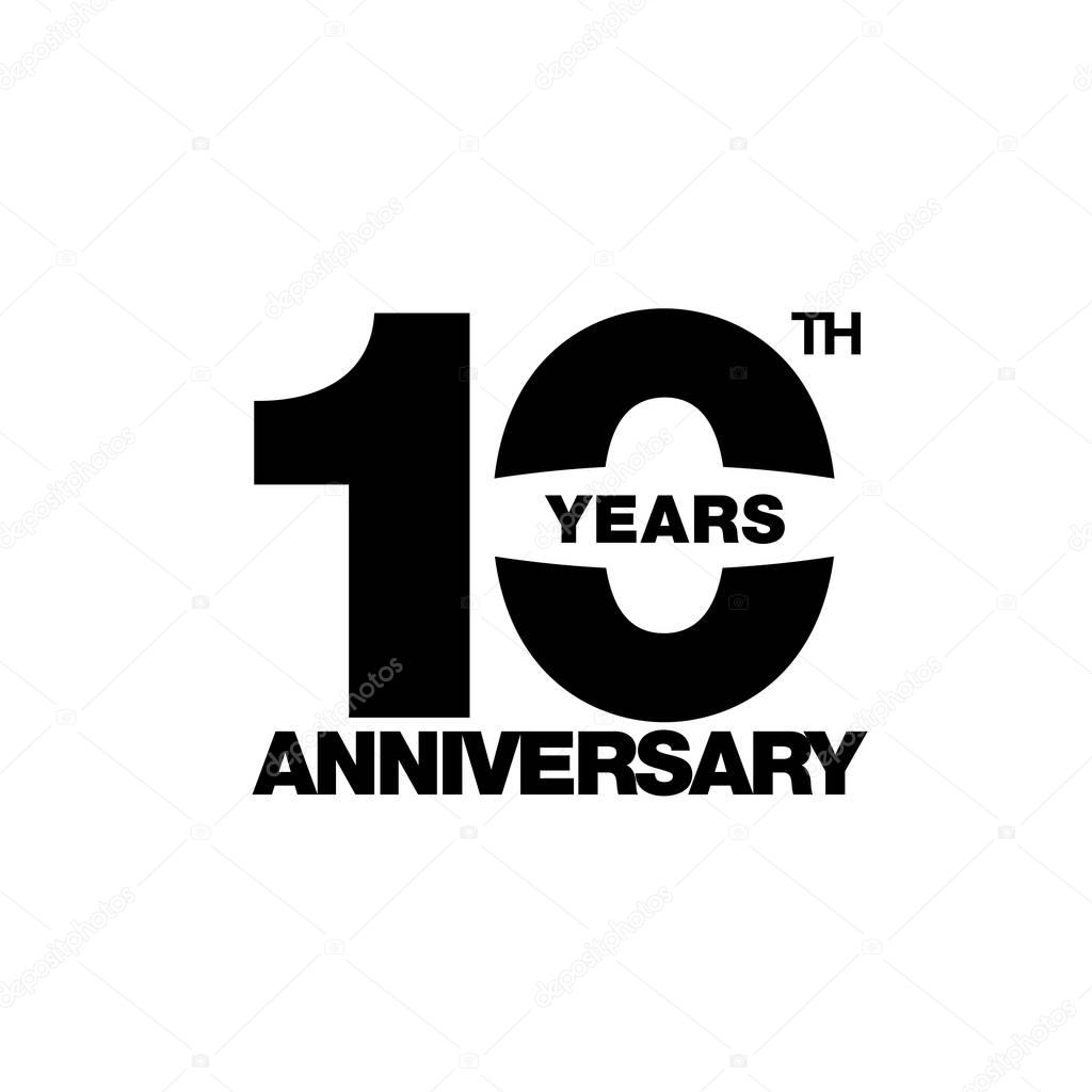10th anniversary emblem. Ten years anniversary celebration symbol