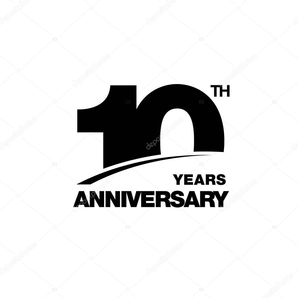10th anniversary emblem. Ten years anniversary celebration symbol