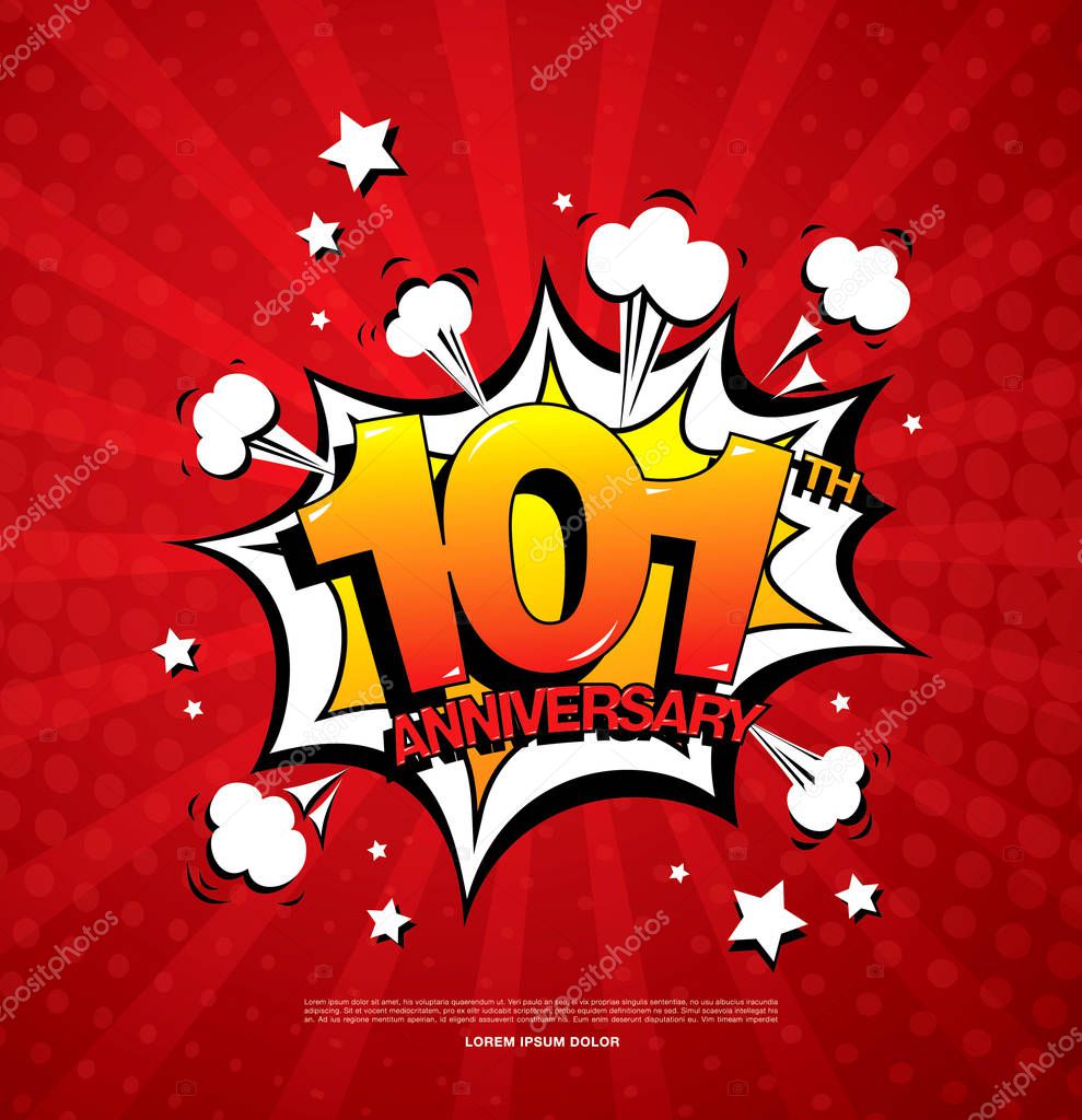 101 anniversary emblem. one hundred one years anniversary celebration symbol