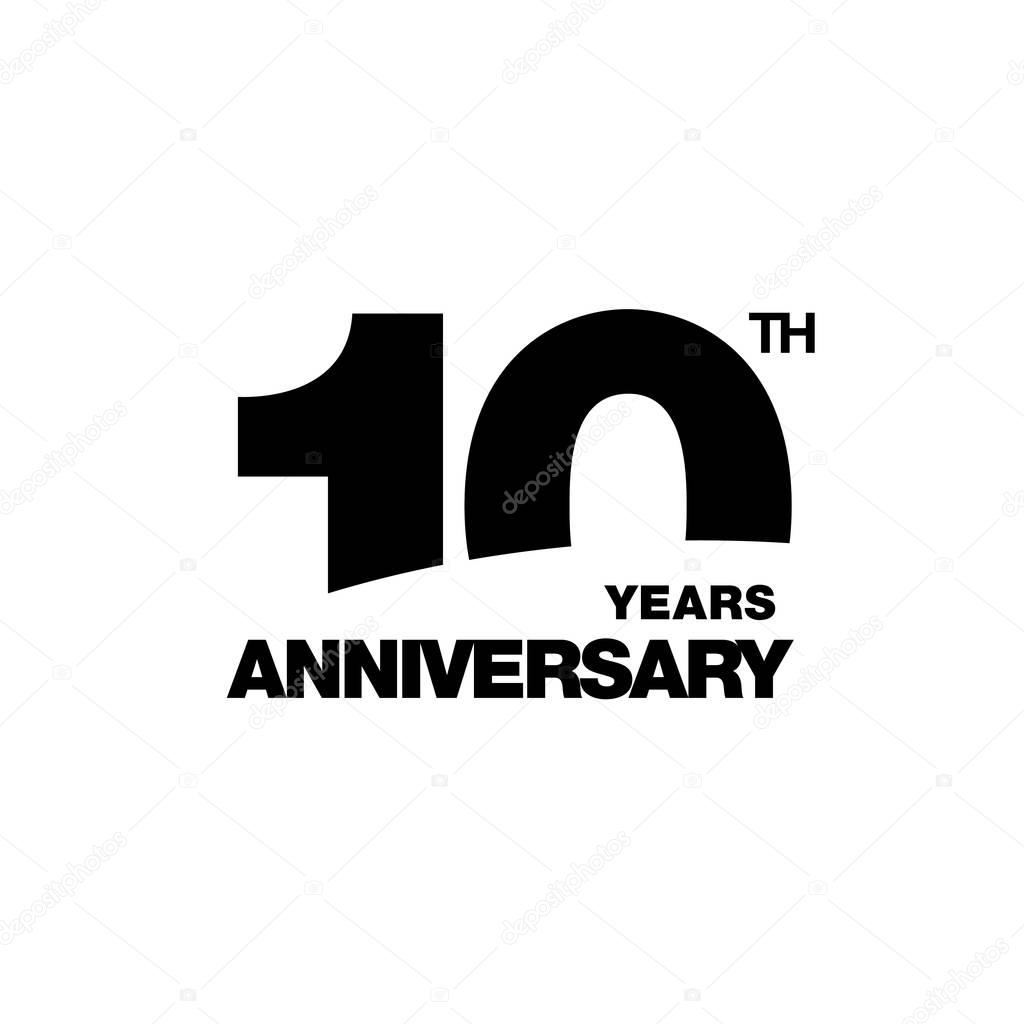 10th anniversary emblem. Ten years anniversary celebration symbol