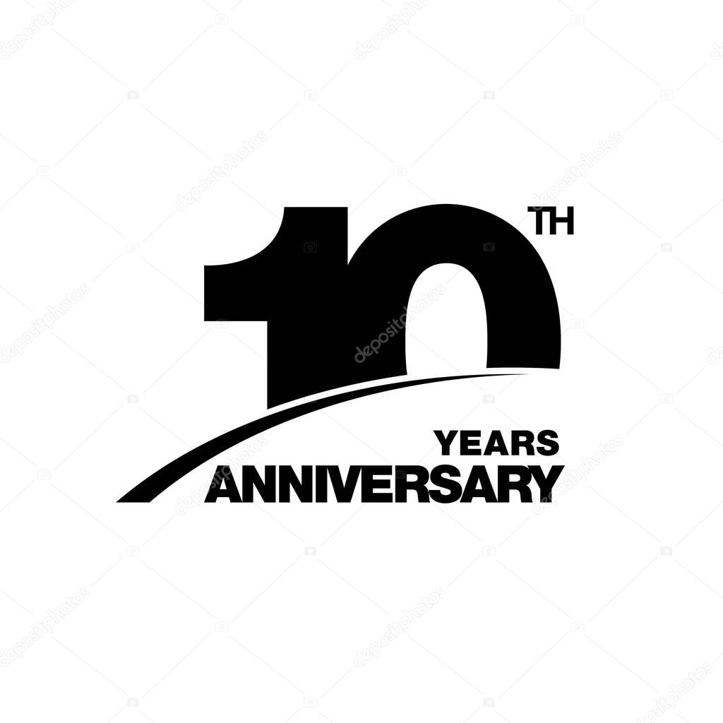10th anniversary emblem. Ten years anniversary celebration symbol