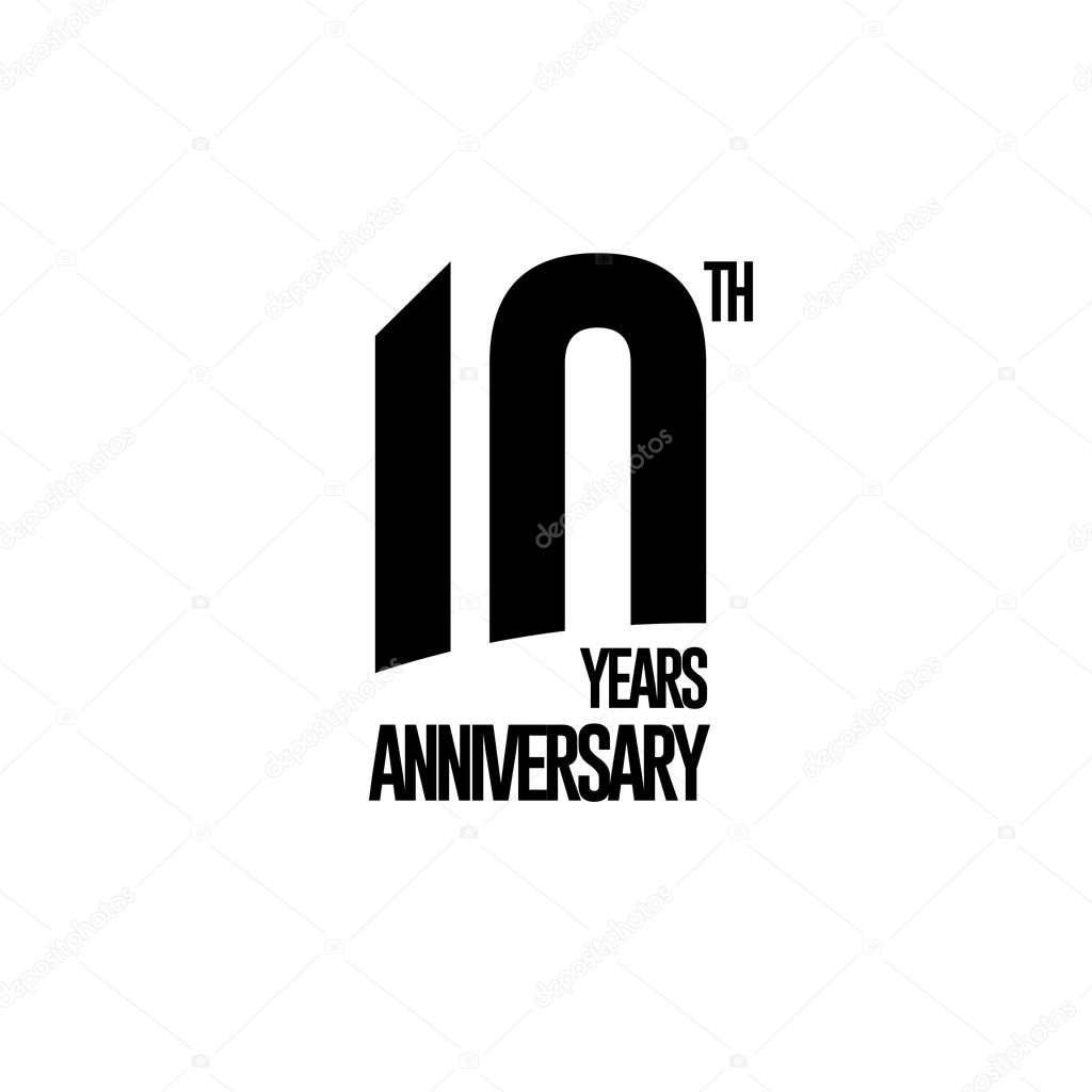10th anniversary emblem. Ten years anniversary celebration symbol