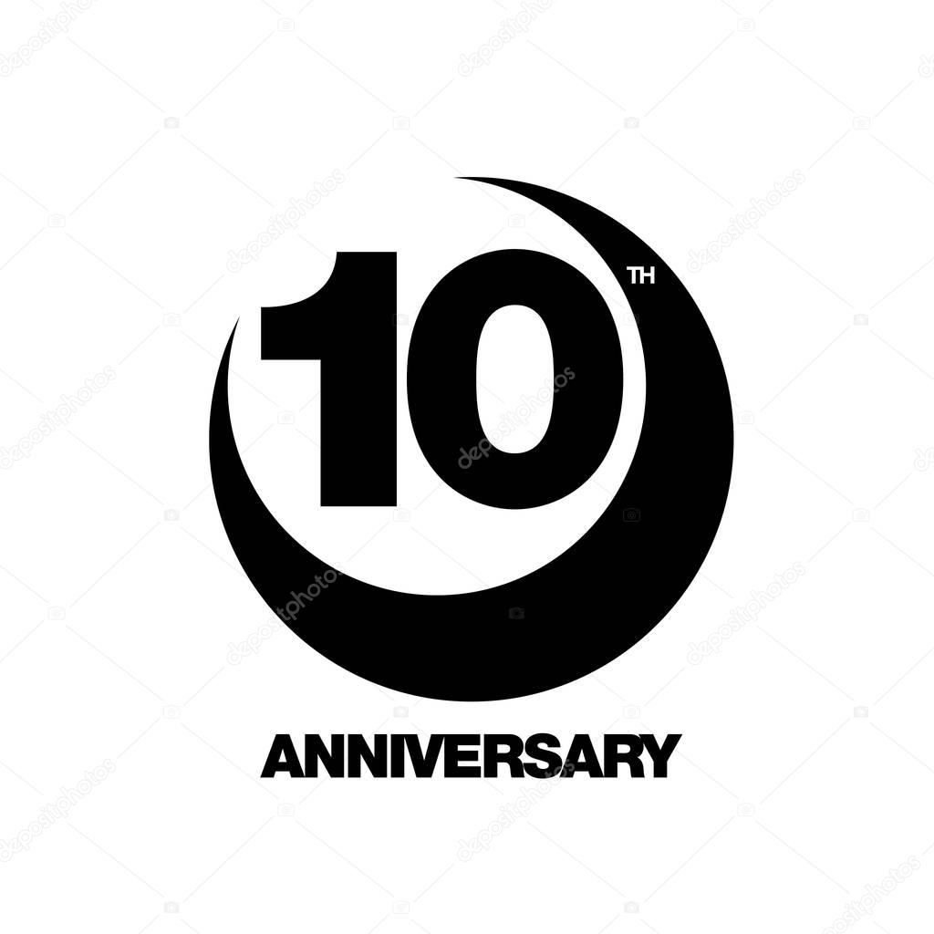 10th anniversary emblem. Ten years anniversary celebration symbol