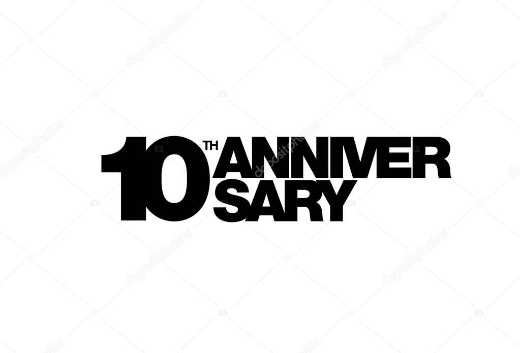 10th anniversary emblem. Ten years anniversary celebration symbol