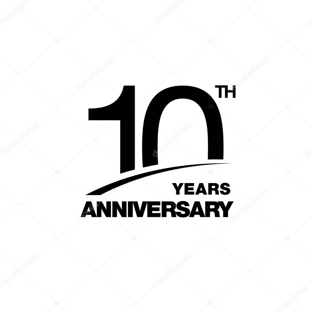 10th anniversary emblem. Ten years anniversary celebration symbol