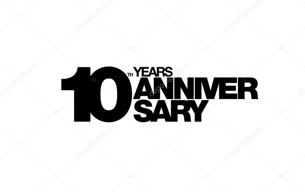 10th anniversary emblem. Ten years anniversary celebration symbol