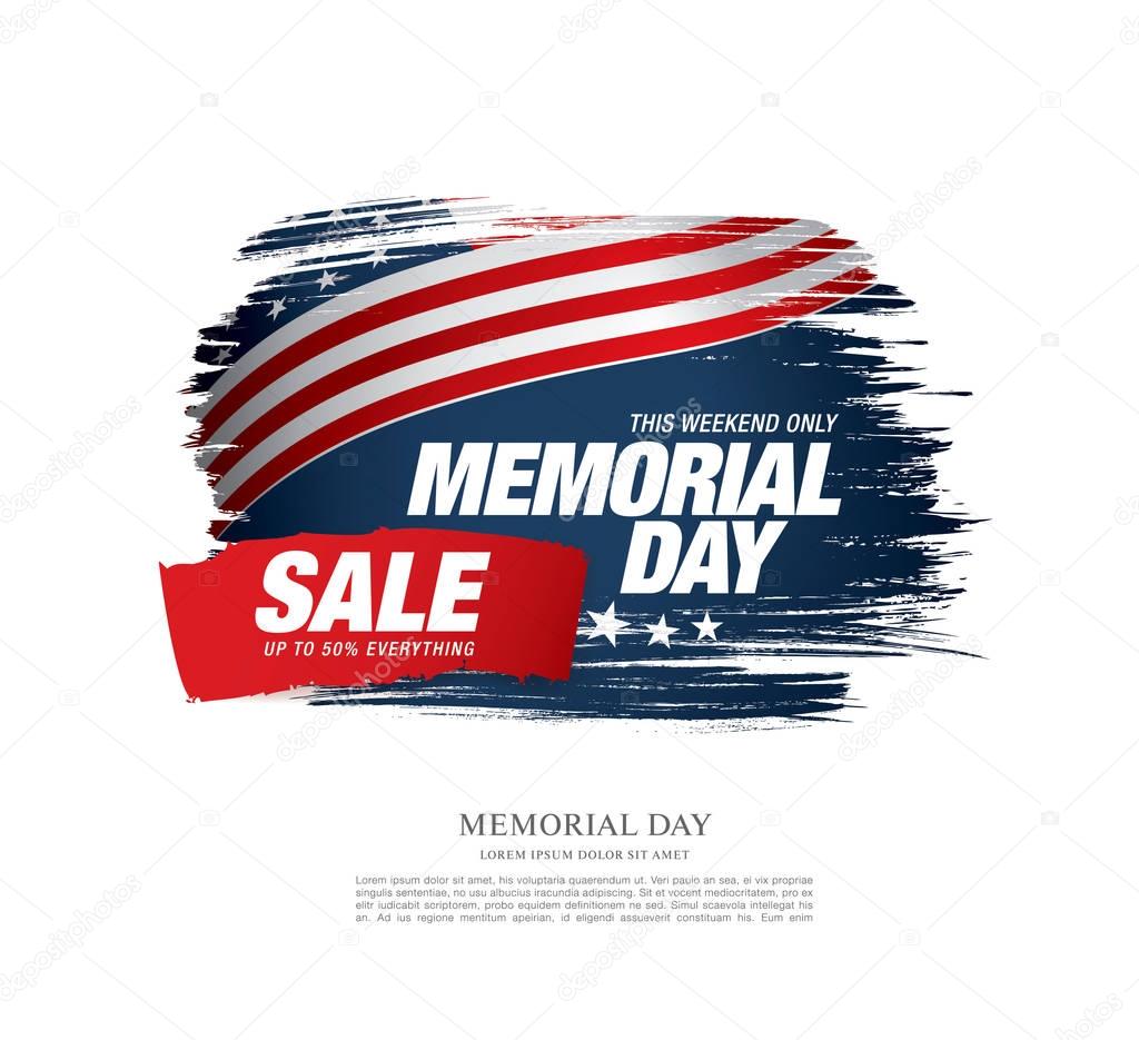 Memorial day sale banner. Vector, illustration