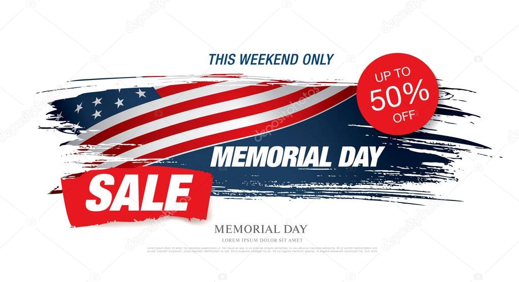 Memorial day sale banner. Vector, illustration