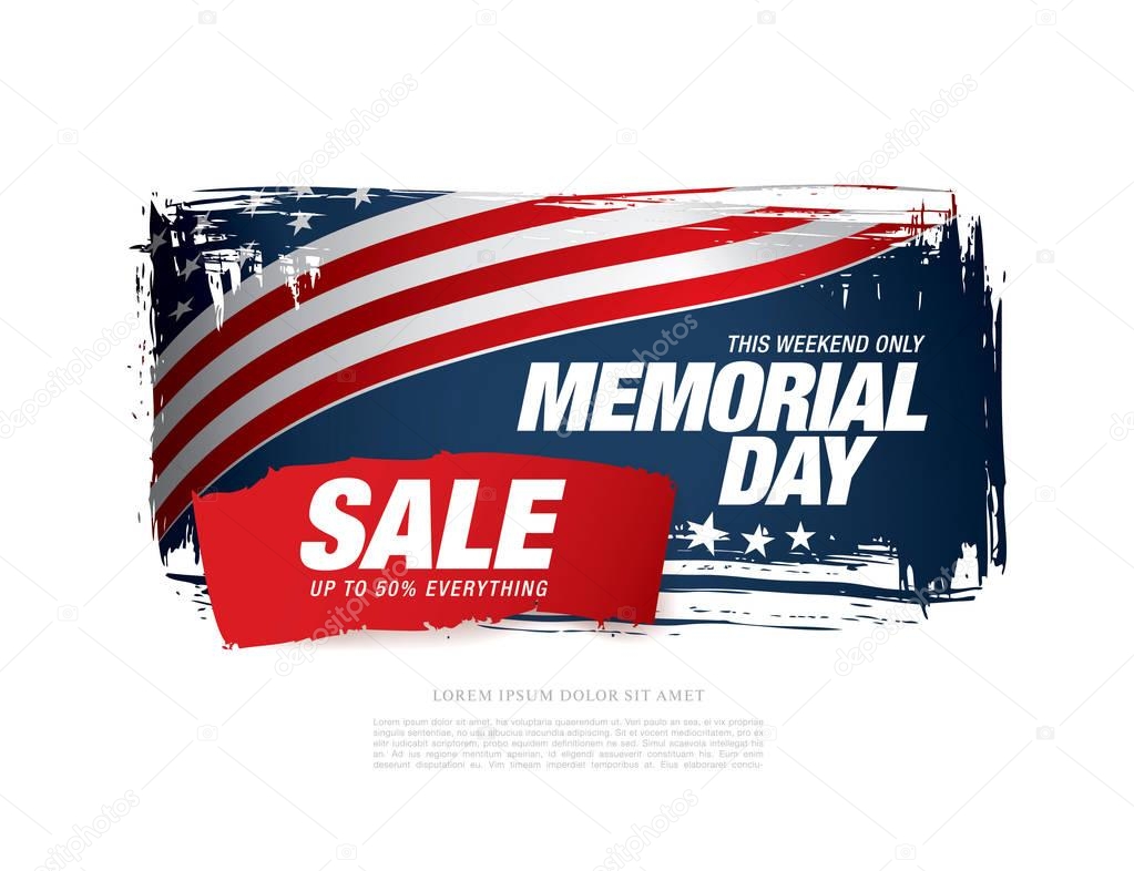 Memorial day sale banner. Vector, illustration