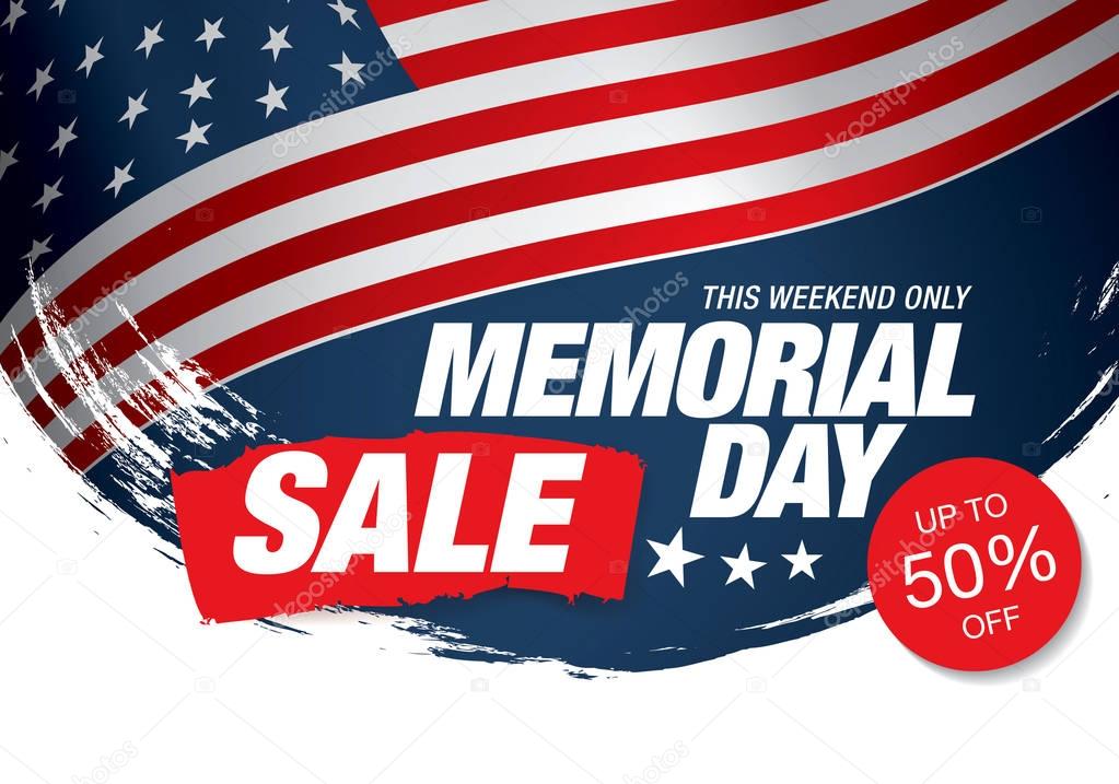 Memorial day sale banner. Vector, illustration