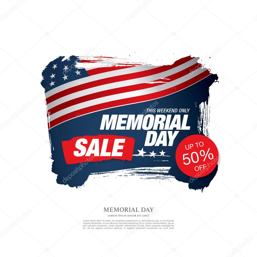 Memorial day sale banner. Vector, illustration