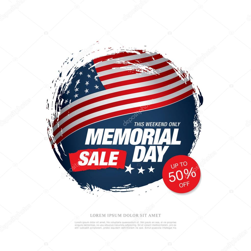 Memorial day sale banner. Vector, illustration