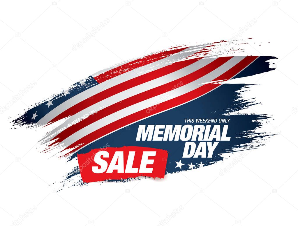 Memorial day sale banner. Vector, illustration