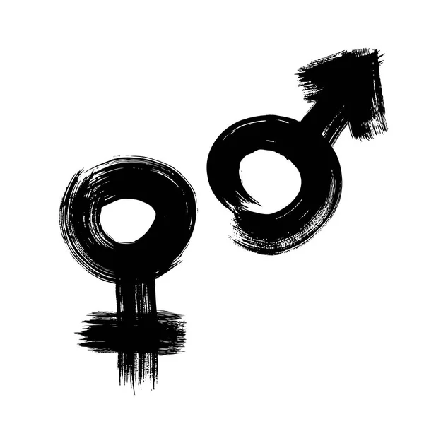 Geschlechtssymbole mit dem Pinsel gezeichnet — Stockvektor