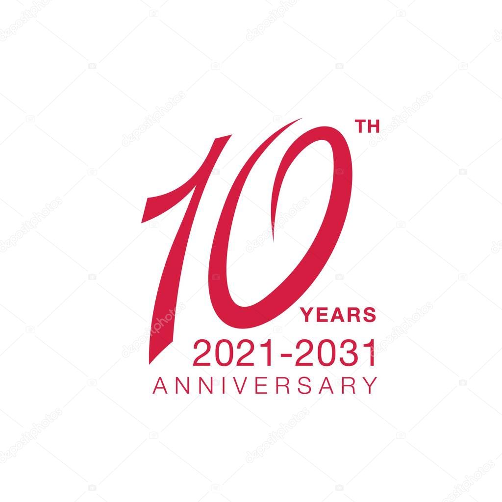 10th anniversary emblem. Ten years anniversary celebration symbol