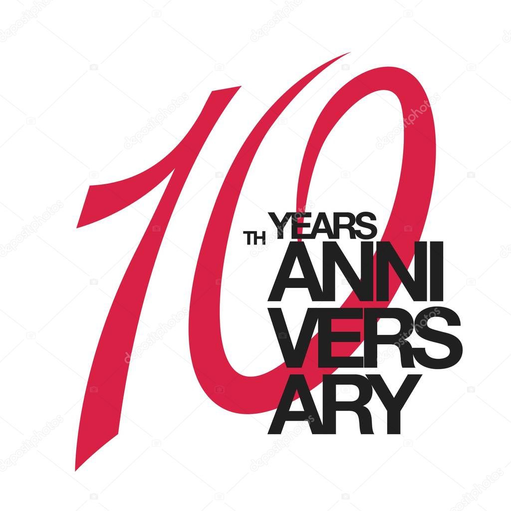 10th anniversary emblem. Ten years anniversary celebration symbol
