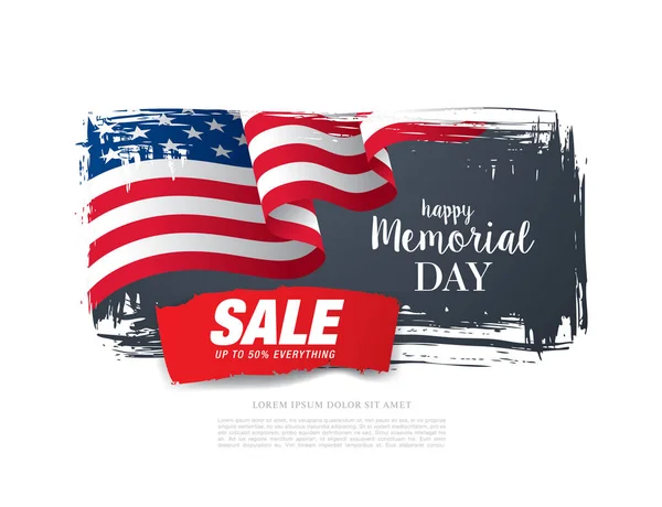 Amerikanische Gedenktag Verkauf Banner — Stockvektor